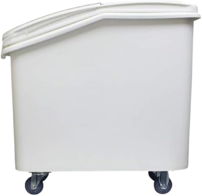 TrueCraftware- 21 Gallon (335 Cups) Shelf Ingredient Bin White with Clear Sliding Lid Casters & Measuring Scoop- Plastic Kitchen Pantry Storage Bin for Dry Food Flour Sugar Kitchen Restaurant
