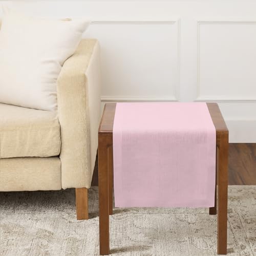 Solino Home 100% Pure Linen Dining Table Runner Pink, Athena 14 x 36 in