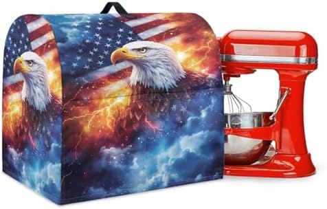 American Flag Eagle Mixer Cover Compatible with 4-8 Qt Kitchen Aid Mixer Covers Anti-Stain Kitchen Appliance Dust Cover with Handle Pockets