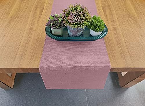 AVKA Studio 100% Cotton Ribbed Table Runner - Pack of 1-13 x 72 Inches - Dull Pink - Dining Or Kitchen Table Runner Thick Construction for Everyday Use, Picnics, Outdoor Table, Weddings, etc