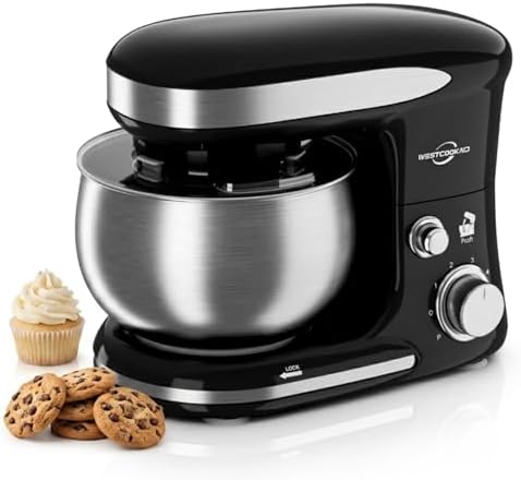 Stand Mixer, 3.4 quarter Electric Mixer, 6+P Speed 3-In-1 (Classic Black)