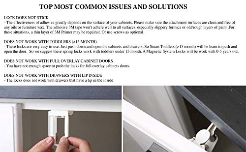 Vmaisi 12 Pack Cabinet Locks Child Safety Latches - Baby Proofing Cabinets Drawer Lock with Adhesive Easy Installation - No Drilling or Extra Screws (White)