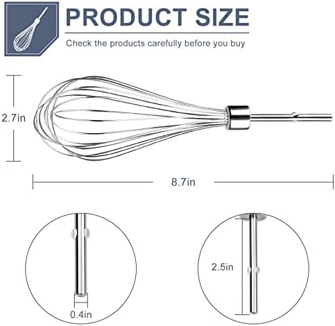 HKMPW Whisk Attachment for Hand Mixer and W10490648 Hand Mixer Turbo Beaters Kit for Blending Soups, Smoothies, Shakes, Egg Whites,Replaces KHM512BM KHMPW KHM2B-by MIFLUS