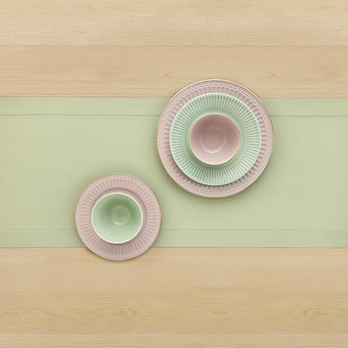 Solino Home Cotton Linen Table Runner Sage, Hemstitch Collection 14 x 72 in
