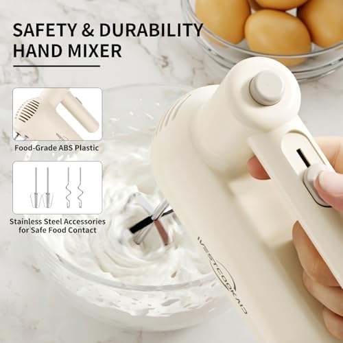Hand Mixer Electric 5-Speed Upgraded Motor Turbo White