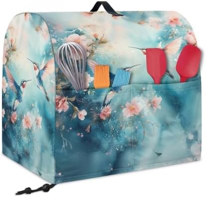 Stand Mixer Cover Kitchen Aid Cover Dust Cover with 2 Pocket and Handle Hummingbird with Flower Mixer Covers Kitchen Appliance Coffee Maker Toaster Dust Covers