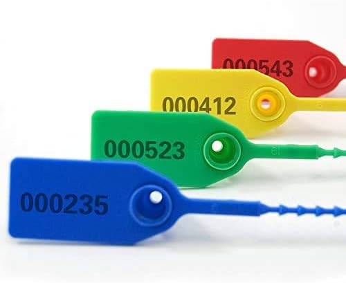 100 PlasticTamper Seals, Zip Ties for Fire Extinguishers Pull Tite Security Tags Numbered Disposable Self-Locking Tie 250mm Length(Dark Blue)