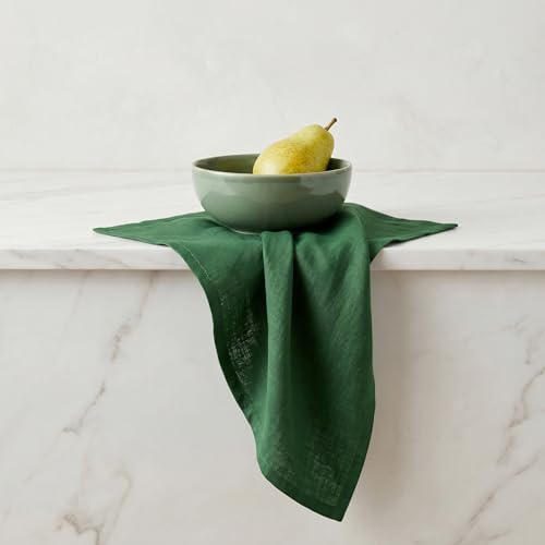 Solino Home 100% Pure Linen Napkins Pine Green, Fete 20 x 20 in, Set of 4