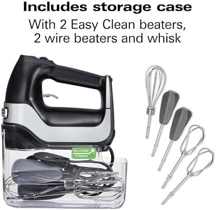 Hamilton Beach Professional 7 Speed Hand Mixer with Easy Clean Beaters, DC Motor, Black, R62663 (Renewed)
