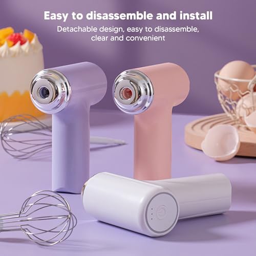 Cordless Hand Mixer, 3-Speed Whisk, Lightweight for One-Hand Use