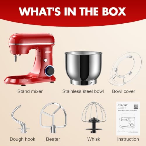 CEBORY Stand Mixer, 4QT 10+P-Speed Electric Kitchen Mixer with Bowl