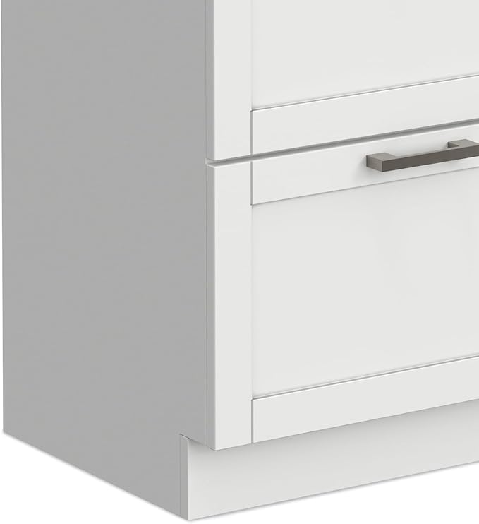 SIMPLIHOME Hennessy All-in-One 46 inch Wide Utility Sink and Laundry Cabinet in Pure White Finish, Transitional Stainless Steel Dual Sink Cabinet for Laundry Rooms with High-Arch Chrome Faucet