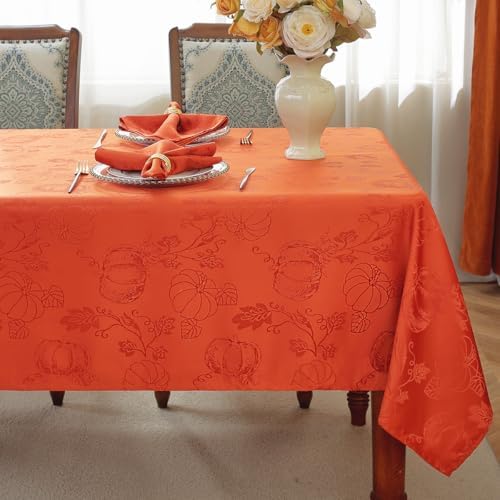SASTYBALE Fall Tablecloth Rectangle Jacquard, 52" x 52", Rust