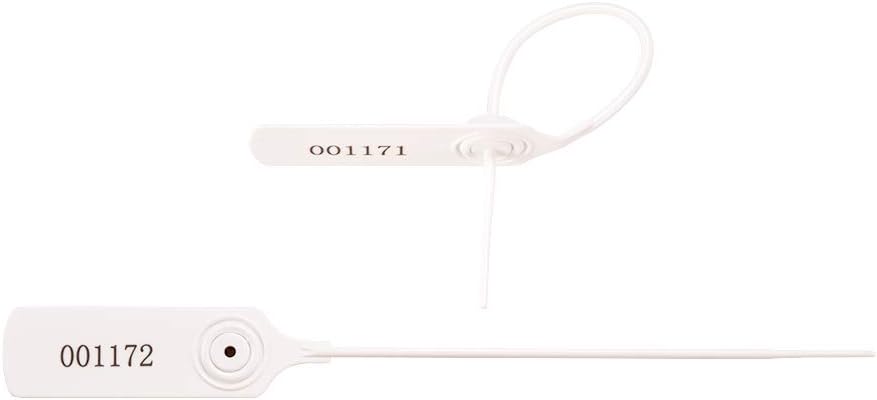 Pull-tite Security Seal Tamper Resistant Tags Plastic Padlock Sign Ties Numbered 100 Pieces/Bag (White, 100pcs)