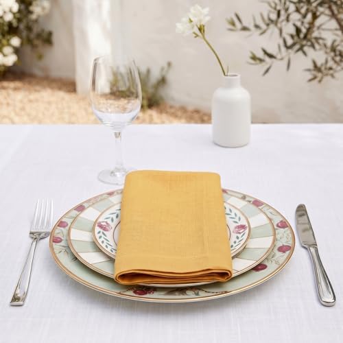 Solino Home 100% Linen Napkins Mustard Yellow, Fete 20 x 20 in, Set of 4