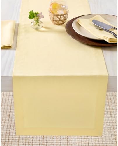 Solino Home 100% Pure Linen Table Runner Golden Straw Long, Fete 14 x 90 in