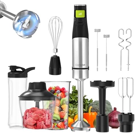 Consciot 10-in-1 Immersion Hand Blender Max 1100W, Trigger Speed Control