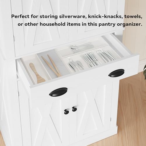 IRONCK Kitchen Pantry Storage Cabinet, 83.9" H Cupboard, White