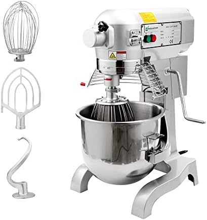 Restaurantware Hi Tek 21-Qt Planetary Mixer 1 No-Slip Feet Countertop Mixer - 3-Speed Removable Guard Silver Aluminum Cake Dough Mixer 110V/60Hz Includes Dough Hook Whisk & Beater