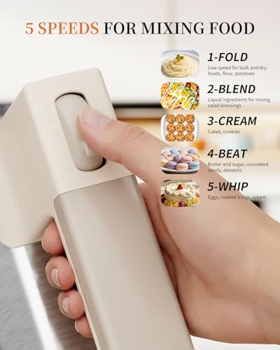 Hand Mixer 5-Speed 200W Turbo 4 Stainless Steel Accessories Classic White