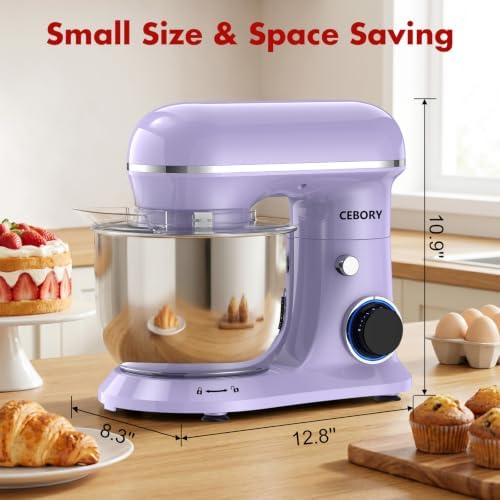 CEBORY Stand Mixer, 4QT 10+P-Speed Electric Kitchen Mixer with Bowl