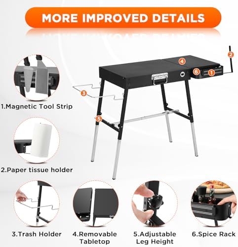 Outdoor Folding Grill Table, Adjustable Blackstone Griddle Stand