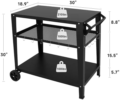 LEETOLLA Outdoor Grill Cart with Wheels, BBQ Prep Table