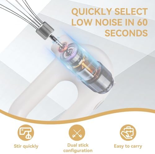 4 Speed Electric Hand Mixer, Mini 4 Speed Adjustable Cordless USB Rechargeable Electric Whisk Hand Mixer Portable Handheld Mixer 1500mAh Egg Beater (White)