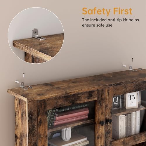IDEALHOUSE 63" Kitchen Pantry Cabinet with Drawers, Storage, Rustic Brown