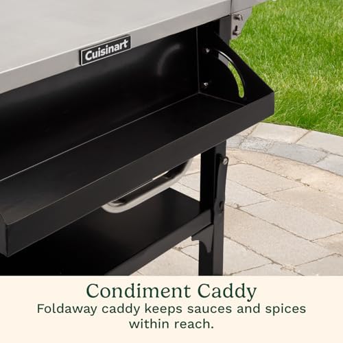 Cuisinart Prep ‘n Cook Outdoor Table and Grill Stand, Stainless Steel Folding Table with Wheels, 48” x 24” Prep Station for Home BBQ, Tailgates, Cookouts