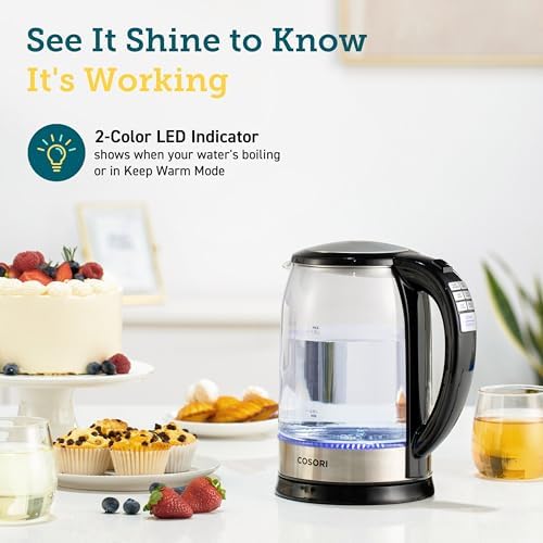 Cosori Electric Kettle with Temperature Control, 6 Presets, 1.7L, Black - Image 6