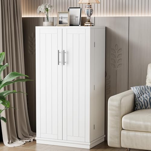 Shintenchi 47'' Kitchen Pantry Cabinet, 5-Layer Storage Cupboard, White