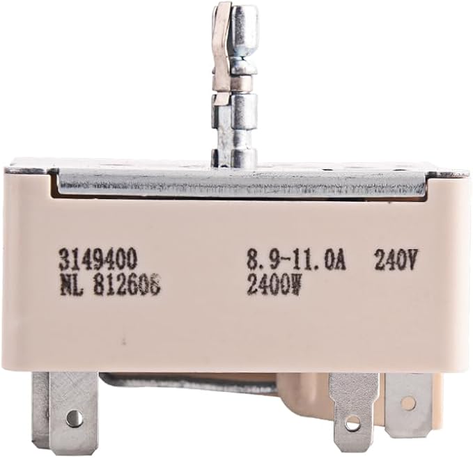 3149400 3148954 WP3149400 Range Surface Burner Control Switch, Compatible with Whirlpool 8-Inch Electric Range, Replacement Range Burner Infinite Control Switch