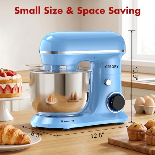 CEBORY Stand Mixer, 4QT 10+P-Speed Electric Kitchen Mixer with Bowl