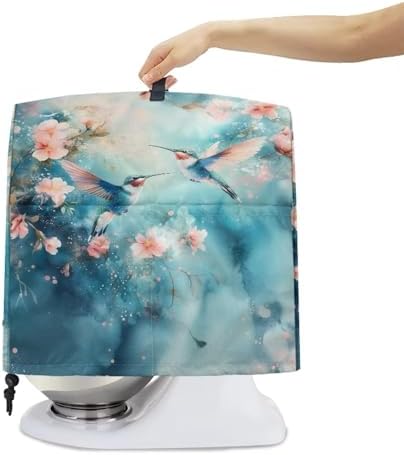 Stand Mixer Cover Kitchen Aid Cover Dust Cover with 2 Pocket and Handle Hummingbird with Flower Mixer Covers Kitchen Appliance Coffee Maker Toaster Dust Covers