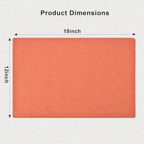 SLKQG Orange Linen Fabric Placemats Set of 6 - Heat Resistant & Machine Washable Table Mats for Holiday Dining, Double-Layered for Family Gatherings - Indoor Outdoor Use (6, Orange)