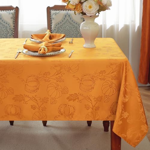 SASTYBALE Fall Tablecloth Rectangle Jacquard, 60" x 102", Amber
