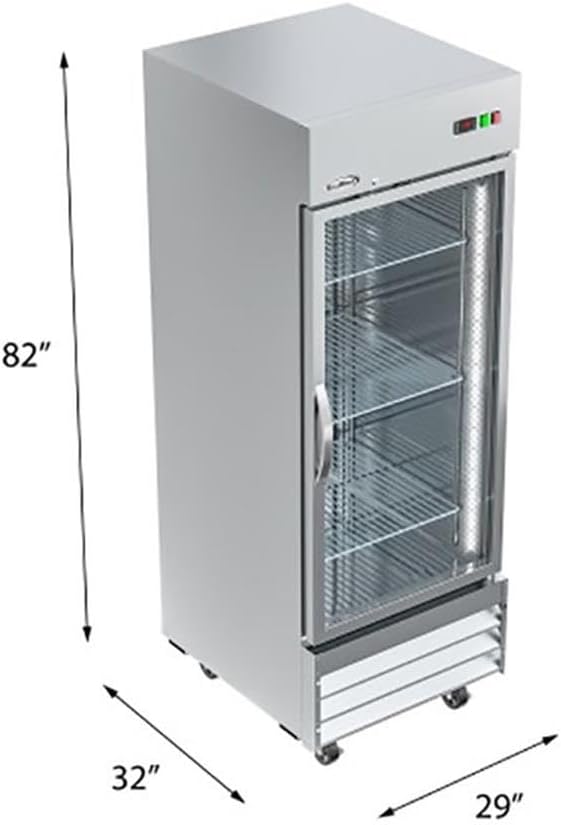 Pemberly Row Stainless Steel Upright Freezer with 3 Storage Shelves in Silver