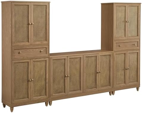 Crosley Furniture Katia 3-Piece Rattan Pantry & Sideboard Set
