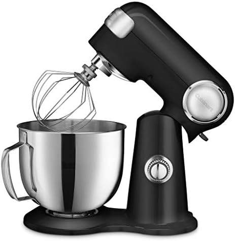 Cuisinart Stand Mixer, 12 Speed, 5.5 Quart Stainless Steel Bowl, Chef’s Whisk, Mixing Paddle, Dough Hook, Splash Guard w/ Pour Spout, Onyx, SM-50BK, Manual