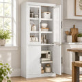 Garvee 70.4" Tall Kitchen Pantry Cabinet with Glass Doors, Retro White