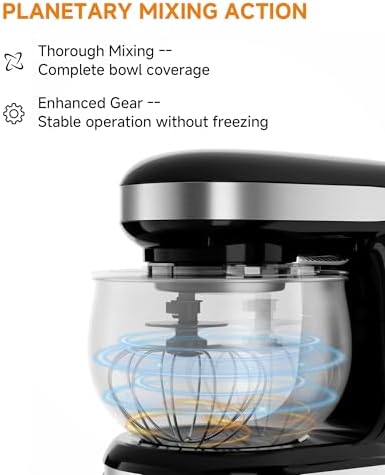 Stand Mixer, 3.4QT Tilt-Head Small Stand Mixers, 6+P Speed Black
