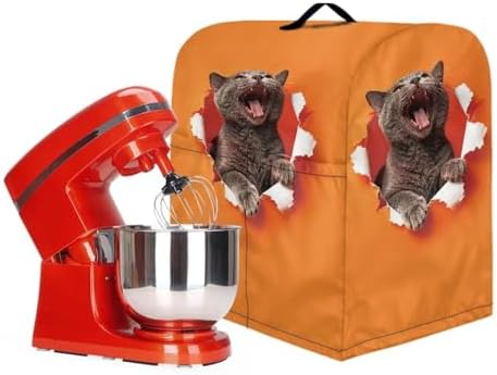 Stand Mixer Covers Kitchen Decoration 3D Cat Print Kitchen Aid Mixer Cover Dust Cover with Pockets and Handle Kitchen Accessories Mixer Covers