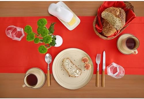 Solino Home Cotton Linen Dining Table Runner Poppy Red Woven, 14 x 48 in