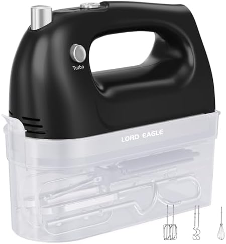 Lord Eagle Hand Mixer Electric Handheld 400W 5-Speed Lightweight, Black