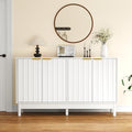 FansaFurn 50'' Buffet Cabinet with Fluted Door and Adjustable Shelves, Wood Credenzas Coffee Bar Cabinet with Edge Pull, Modern Sideboard for Kitchen, Dining Room, Living Room, White