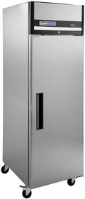 Commercial One Door Reach-In Refrigerator, Stainless Steel Exterior and Interior, Top Mount Compressor, 23 Cubic Ft, 27" Wide Refrigerator for Restaurants, 120V