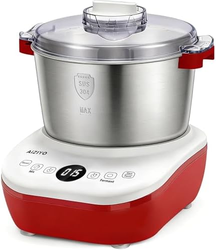 AIZIYO DoughChief, 5.3QT Dough Mixer, Dough Maker with Ferment Function, Touch Panel Control, 304 Stainless Steel Bowl, Removeable lid, Dough Proofing Box for Pizza, Bread, Pasta & Mochi
