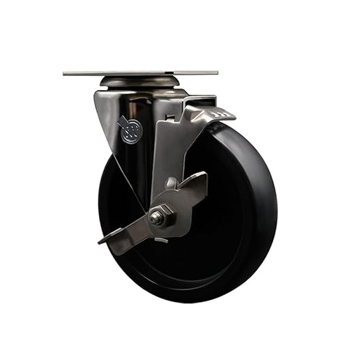 Service Caster Brand Replacement Caster for Uline Caster H-7445SWB - Stainless Steel Swivel Top Plate Caster with 5 Inch Polyolefin Wheel and Top Lock Brake - Fits Carts and Platform Trucks H-5547