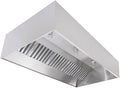Commercial Kitchen Restaurant Duty Exhaust Hood, Wall Canopy Stainless Steel Exhaust Hood with Baffle Hood Filters, High Temperature Light Fixtures, and 16” Round Exhaust Riser (10" Long Hood)